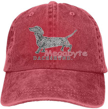 Load image into Gallery viewer, Image of a Dachshund baseball cap in the color red