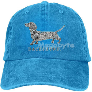 Image of a Dachshund baseball cap in the color blue