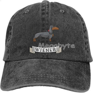 Image of a Dachshund baseball cap in the color black