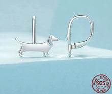 Load image into Gallery viewer, Dachshund Love Silver Dangle Earrings-Dog Themed Jewellery-Dachshund, Earrings, Jewellery-3
