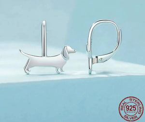 Dachshund Love Silver Dangle Earrings-Dog Themed Jewellery-Dachshund, Earrings, Jewellery-3