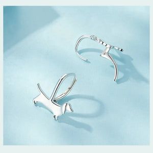 Dachshund Love Silver Dangle Earrings-Dog Themed Jewellery-Dachshund, Earrings, Jewellery-16