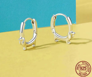 Dachshund Love Silver Hoop Earrings-Dog Themed Jewellery-Dachshund, Earrings, Jewellery-ECE1677-CHINA-5