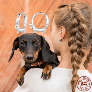 Dachshund Love Silver Hoop Earrings-Dog Themed Jewellery-Dachshund, Earrings, Jewellery-Silver-15