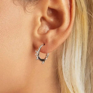 Dachshund Love Silver Hoop Earrings-Dog Themed Jewellery-Dachshund, Earrings, Jewellery-ECE1677-CHINA-3
