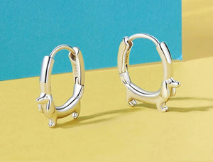 Dachshund Love Silver Hoop Earrings-Dog Themed Jewellery-Dachshund, Earrings, Jewellery-ECE1677-CHINA-14