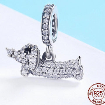 Dachshund Love Studded Silver Pendant 360x