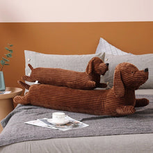 Load image into Gallery viewer, Image of two dachshund stuffed animals long plush huggable cushion and pillow