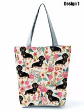 Load image into Gallery viewer, Image of dachshund tote bag in design 1