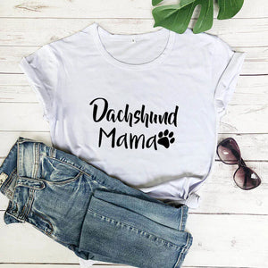 Dachshund Mama Women's Cotton T Shirts - 9 Colors-Apparel-Apparel, Dachshund, Dog Mom Gifts, Shirt, T Shirt-White-Medium - Fitting-9