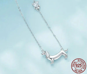 Dachshund Mom Love Silver Pendant Necklace-4