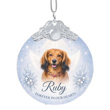 Load image into Gallery viewer, Dachshund Ornament - Angel Dog Memorial Design - Personalized with Photo and Name-Christmas Ornament-Christmas,Christmas Ornament,Dachshund,Personalize Artwork-3