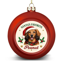 Load image into Gallery viewer, Dachshund Ornament - Classic Red Round Shape - Santa's Favourite Design - Personalized with Name-Christmas Ornament-Christmas,Dachshund,Personalize Artwork-4
