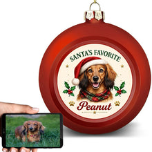 Load image into Gallery viewer, Dachshund Ornament - Classic Red Round Shape - Santa's Favourite Design - Personalized with Name-Christmas Ornament-Christmas,Dachshund,Personalize Artwork-1