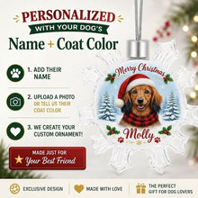 Load image into Gallery viewer, Dachshund Ornament - Personalized Snowflake Shaped Christmas Snow Globe Design - with Name-Christmas Ornament-Christmas,Personalize Artwork-2