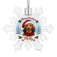 Load image into Gallery viewer, Dachshund Ornament - Personalized Snowflake Shaped Christmas Snow Globe Design - with Name-Christmas Ornament-Christmas,Personalize Artwork-4