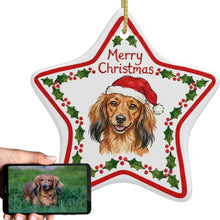 Load image into Gallery viewer, Dachshund Ornament - Personalized Star Shaped Christmas Folk-Art Design