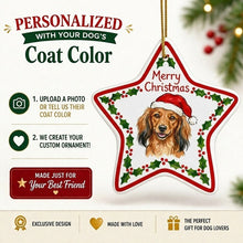 Load image into Gallery viewer, Dachshund Ornament - Personalized Star Shaped Christmas Folk-Art Design