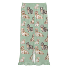 Load image into Gallery viewer, Dachshund Pajama Pants for Women - Ruffle Hem Design - Watercolor Delight Long Haired Dachshunds-Pajamas-Apparel,Dachshund,Dog Mom Gifts,Pajamas-10
