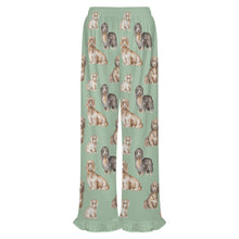 Load image into Gallery viewer, Dachshund Pajama Pants for Women - Ruffle Hem Design - Watercolor Delight Long Haired Dachshunds-Pajamas-Apparel,Dachshund,Dog Mom Gifts,Pajamas-11