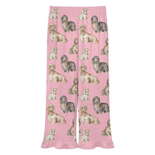 Load image into Gallery viewer, Dachshund Pajama Pants for Women - Ruffle Hem Design - Watercolor Delight Long Haired Dachshunds-Pajamas-Apparel,Dachshund,Dog Mom Gifts,Pajamas-15