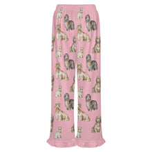 Load image into Gallery viewer, Dachshund Pajama Pants for Women - Ruffle Hem Design - Watercolor Delight Long Haired Dachshunds-Pajamas-Apparel,Dachshund,Dog Mom Gifts,Pajamas-16