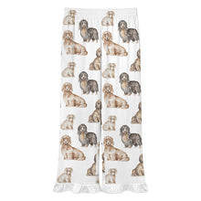 Load image into Gallery viewer, Dachshund Pajama Pants for Women - Ruffle Hem Design - Watercolor Delight Long Haired Dachshunds-Pajamas-Apparel,Dachshund,Dog Mom Gifts,Pajamas-19