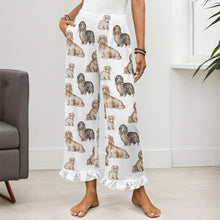 Load image into Gallery viewer, Dachshund Pajama Pants for Women - Ruffle Hem Design - Watercolor Delight Long Haired Dachshunds-Pajamas-Apparel,Dachshund,Dog Mom Gifts,Pajamas-21