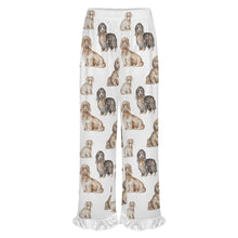 Load image into Gallery viewer, Dachshund Pajama Pants for Women - Ruffle Hem Design - Watercolor Delight Long Haired Dachshunds-Pajamas-Apparel,Dachshund,Dog Mom Gifts,Pajamas-22