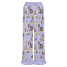 Load image into Gallery viewer, Dachshund Pajama Pants for Women - Ruffle Hem Design - Watercolor Delight Long Haired Dachshunds-Pajamas-Apparel,Dachshund,Dog Mom Gifts,Pajamas-6