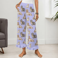 Load image into Gallery viewer, Dachshund Pajama Pants for Women - Ruffle Hem Design - Watercolor Delight Long Haired Dachshunds-Pajamas-Apparel,Dachshund,Dog Mom Gifts,Pajamas-7