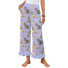 Load image into Gallery viewer, Dachshund Pajama Pants for Women - Ruffle Hem Design - Watercolor Delight Long Haired Dachshunds-Pajamas-Apparel,Dachshund,Dog Mom Gifts,Pajamas-Lavender-S-2