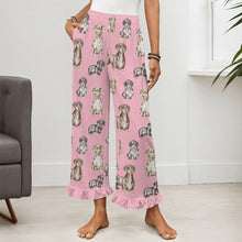 Load image into Gallery viewer, Dachshund Pajama Pants for Women - Ruffle Hem Design - Watercolor Symphony Smooth Coat Dachshunds-Pajamas-Apparel,Dachshund,Dog Mom Gifts,Pajamas-12