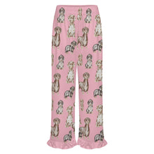Load image into Gallery viewer, Dachshund Pajama Pants for Women - Ruffle Hem Design - Watercolor Symphony Smooth Coat Dachshunds-Pajamas-Apparel,Dachshund,Dog Mom Gifts,Pajamas-13