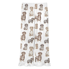 Load image into Gallery viewer, Dachshund Pajama Pants for Women - Ruffle Hem Design - Watercolor Symphony Smooth Coat Dachshunds-Pajamas-Apparel,Dachshund,Dog Mom Gifts,Pajamas-15