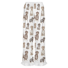 Load image into Gallery viewer, Dachshund Pajama Pants for Women - Ruffle Hem Design - Watercolor Symphony Smooth Coat Dachshunds-Pajamas-Apparel,Dachshund,Dog Mom Gifts,Pajamas-16