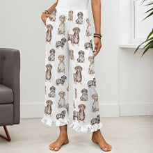 Load image into Gallery viewer, Dachshund Pajama Pants for Women - Ruffle Hem Design - Watercolor Symphony Smooth Coat Dachshunds-Pajamas-Apparel,Dachshund,Dog Mom Gifts,Pajamas-17