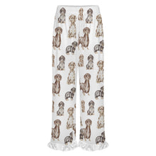 Load image into Gallery viewer, Dachshund Pajama Pants for Women - Ruffle Hem Design - Watercolor Symphony Smooth Coat Dachshunds-Pajamas-Apparel,Dachshund,Dog Mom Gifts,Pajamas-18