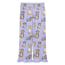 Load image into Gallery viewer, Dachshund Pajama Pants for Women - Ruffle Hem Design - Watercolor Symphony Smooth Coat Dachshunds-Pajamas-Apparel,Dachshund,Dog Mom Gifts,Pajamas-19