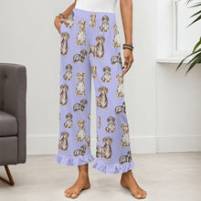 Load image into Gallery viewer, Dachshund Pajama Pants for Women - Ruffle Hem Design - Watercolor Symphony Smooth Coat Dachshunds-Pajamas-Apparel,Dachshund,Dog Mom Gifts,Pajamas-21