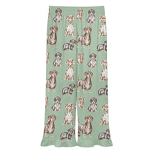 Load image into Gallery viewer, Dachshund Pajama Pants for Women - Ruffle Hem Design - Watercolor Symphony Smooth Coat Dachshunds-Pajamas-Apparel,Dachshund,Dog Mom Gifts,Pajamas-5