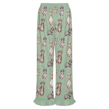 Load image into Gallery viewer, Dachshund Pajama Pants for Women - Ruffle Hem Design - Watercolor Symphony Smooth Coat Dachshunds-Pajamas-Apparel,Dachshund,Dog Mom Gifts,Pajamas-6