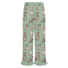 Load image into Gallery viewer, Dachshund Pajama Pants for Women - Ruffle Hem Design - Watercolor Symphony Smooth Coat Dachshunds-Pajamas-Apparel,Dachshund,Dog Mom Gifts,Pajamas-8