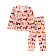 Load image into Gallery viewer, Dachshund Pajamas for Women - XL Available - Chocolate, Red and Cream Dachshund Parade-Pajamas-Apparel,Dachshund,Dog Mom Gifts,Pajamas-10