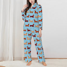Load image into Gallery viewer, Dachshund Pajamas for Women - XL Available - Chocolate, Red and Cream Dachshund Parade-Pajamas-Apparel,Dachshund,Dog Mom Gifts,Pajamas-2