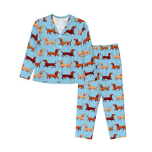 Load image into Gallery viewer, Dachshund Pajamas for Women - XL Available - Chocolate, Red and Cream Dachshund Parade-Pajamas-Apparel,Dachshund,Dog Mom Gifts,Pajamas-7