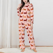 Load image into Gallery viewer, Dachshund Pajamas for Women - XL Available - Chocolate, Red and Cream Dachshund Parade-Pajamas-Apparel,Dachshund,Dog Mom Gifts,Pajamas-1
