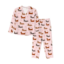 Load image into Gallery viewer, Dachshund Pajamas for Women - XL Available - Colorful Ribbon Dachshunds-Pajamas-Apparel,Dachshund,Dog Mom Gifts,Pajamas-11