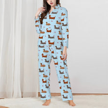 Load image into Gallery viewer, Dachshund Pajamas for Women - XL Available - Colorful Ribbon Dachshunds-Pajamas-Apparel,Dachshund,Dog Mom Gifts,Pajamas-2