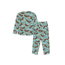 Load image into Gallery viewer, Dachshund Pajamas for Women - XL Available - Playful Chocolate and Tan Dachshunds in the Garden-Pajamas-Apparel,Dachshund,Dog Mom Gifts,Pajamas-10